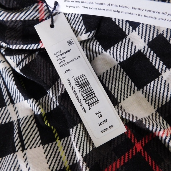 NWT!! ALICE + OLIVIA Delora Turtleneck Knit Plaid Dress Freedom Black Size 10 - Picture 13 of 16